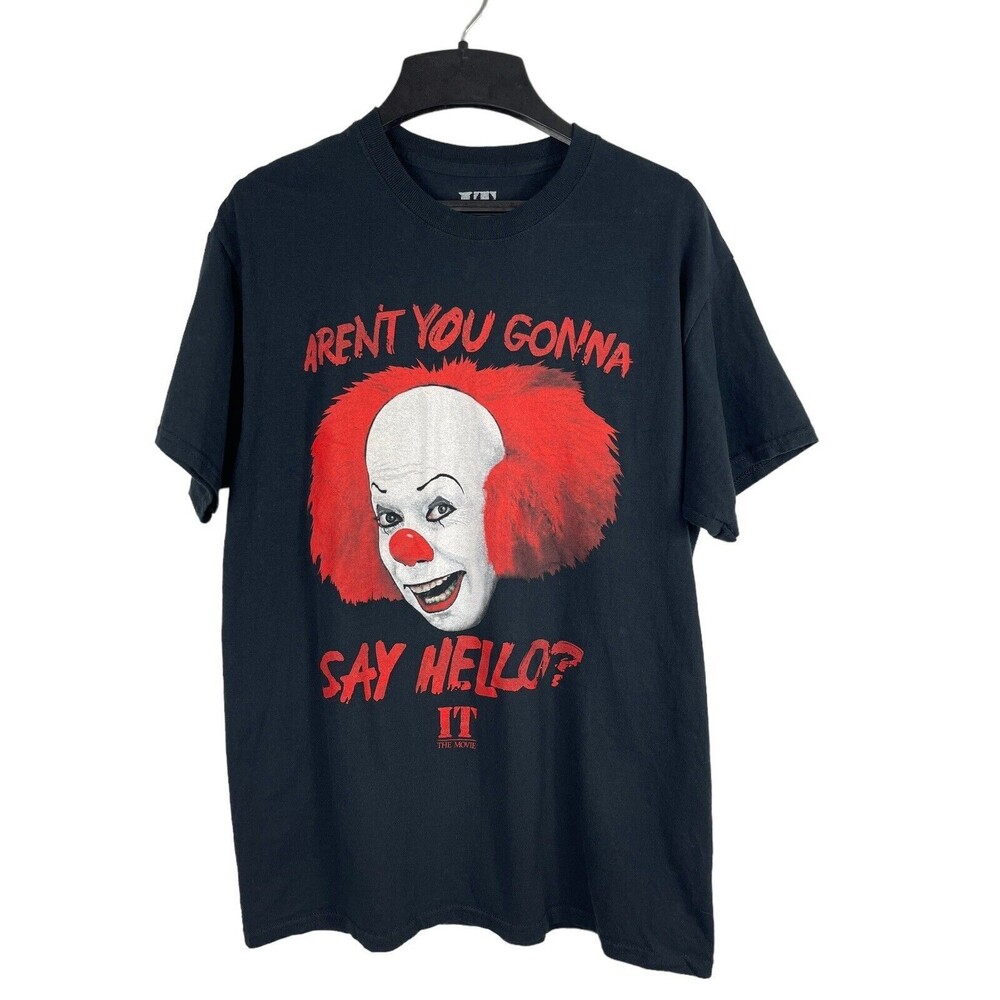 Halloween Stephen King IT Black Graphic With Face  Sz M Scary T-shirt